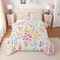 Erosebridal Cute Pink Floral King Comforter Set for Girls Women Kids,Watercolor Wild Flower Bedding Set Boho Bedroom Decor,Rustic Country Flowers Quilt Bed Set Wildflower Bed Comforter Set 3Pcs