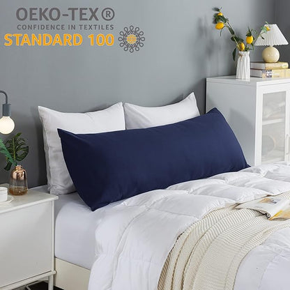 ELNIDO QUEEN Body Pillow with Pillowcase - Soft Long Bed Pillow for Adults - Breathable Full Body Pillow Insert for Sleeping, 20x54inches, Navy Blue