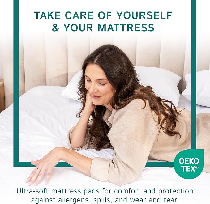 Twin Size Quilted Mattress Pad - Fitted Waterproof Mattress Protector, Pillow Top Mattress Topper, Premium Quality Hypoallergenic Mattress Cover
