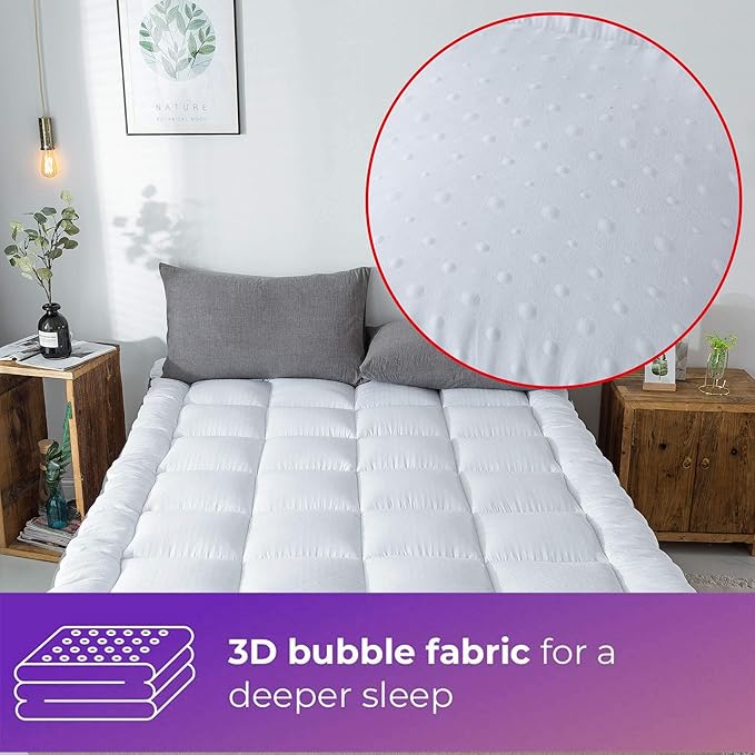 Mattress Topper Full & Mattress Pad Protector - Quality Plush Luxury Down Alternative Pillow Top - 2inch Extra Thick Mattress Cover(54"x75")