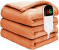 Heated Blanket Twin 62"×84" - Premium Cosy Soft Electric Blanket with 6 Heating Levels,Fast Heating Flannel Sherpa Machine Washable Blanket for Bed & Couch - Auto Shut Off(Orange)