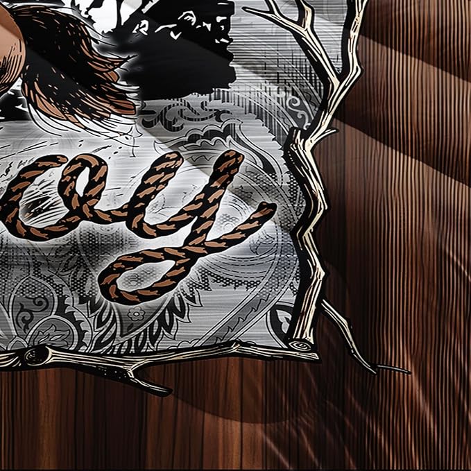 Brown Western Cowboy Comforters Full Size，Boys Full Size Bedding Set Cowboy Themed，with 1 Comforter with 2 Pillow Case，Western Bedroom Decor for Boys Men Kids