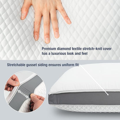 Perfect Cloud The Perfect Pillow Dual Temperature Memory Foam Pillow with Adjustable/Removable Layers for Back, Stomach, & Side Sleepers - Luxury Custom Loft Bed Pillow for Sleeping - Standard