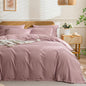 JELLYMONI Cotton Duvet Cover Cal King Size - Pink Comforter Cover with Button 100% Washed Cotton 3PCS Breathable Soft Solid Bedding Set Duvet Cover 104×98in & 2 Pillowcases (NO Comforter)
