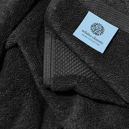 White Classic Luxury Black Bath Towels Extra Large | 100% Soft Cotton 700 GSM Thick 2Ply Absorbent Quick Dry Hotel Bathroom Towel | 27x54 Inch | Black | Set of 4