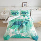 CVHOUSE Sea Turtle Bedding Set,Sea Turtle Comforter Queen,Ocean Bohemia Comforter Set for Boys Kids Girls,Ocean Quilt Set with 1 Comforter and 2 Pillow Cases