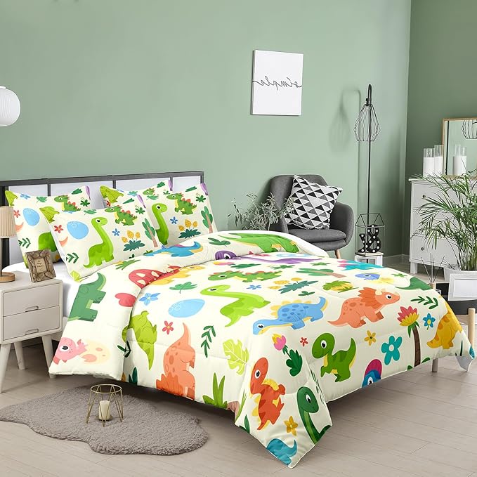 Peopleareok Dinosaur Comforter Set Twin (68x86 Inch) for Boys, 2 Pieces Dinosaur Bedding Set for Girls Teens, Super Soft Lightweight for All Seasons, Includes 1 Comforter and 1 Pillowcase