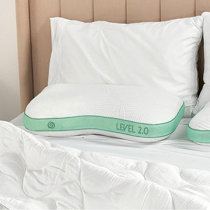 Bedgear Level Cuddle Performance Pillow - Firm Bed Pillow for Side Sleepers - Moisture Wicking Removable Cover - Size 2.0
