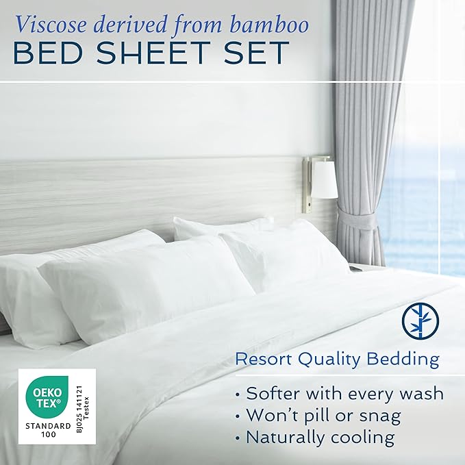 Hotel Sheets Direct 100% Viscose Derived from Bamboo Sheets King Size - Cooling Bed Sheets with 2 Pillowcases - Breathable, Moisture Wicking & Silky Soft Sheets Set- Rose Pink