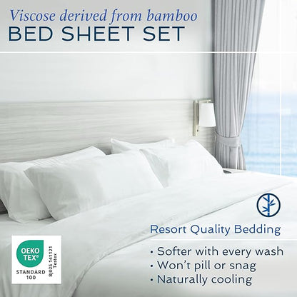 Hotel Sheets Direct 100% Viscose Derived from Bamboo Sheets King Size - Cooling Bed Sheets with 2 Pillowcases - Breathable, Moisture Wicking & Silky Soft Sheets Set- Rose Pink