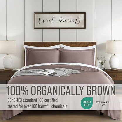 Bella Coterie Luxury Bamboo Viscose King Size Duvet Cover Set | 100% Organically Grown | Corner Ties | Ultra Soft | Cooling | Two Pillow Shams | 106 x 94 | No Insert [Mocha]