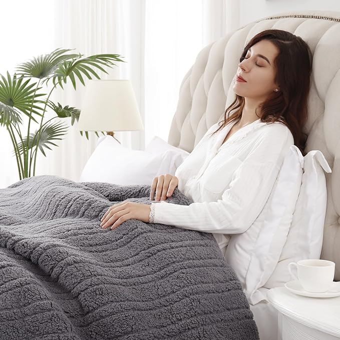 Westinghouse Electric Blanket Queen Size, Soft Plush Sherpa Heated Blanket with 10 Heating Levels & 1-12 Hours Auto-Off, Machine Washable, 84x90 inches, Darkgrey