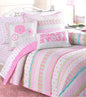 Cozy Line Home Fashions Pink Ruffle Flowers Polka Dot Girl 100% Cotton Reversible Quilt Bedding Set, Coverlet, Bedspread for All Seasons (Queen - 6 Piece)