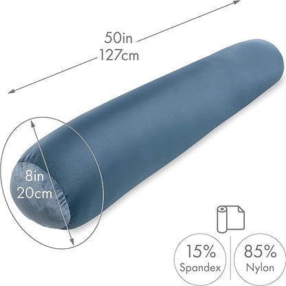 Straight Body Pillow, Full Size Premium Microbead,Side Sleeping/Maternity Pregnant Women, Supportive,Fluffy, Breathable, Cooling, 85/15 Spandex/Nylon Silky Anti-Aging - 48” X 8” - Dark Slate Grey