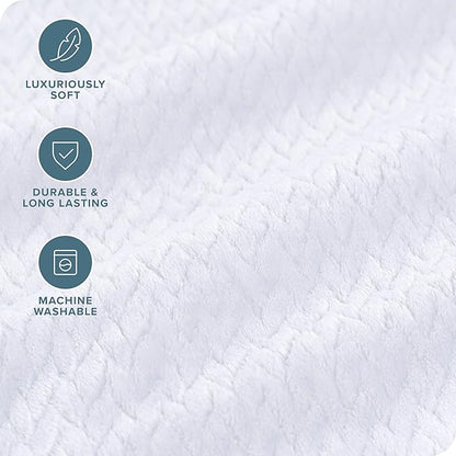 Bare Home Textured Fleece Blanket - King Size - Ultra-Soft Lightweight for Bed, Sofa, and Couch - Luxury Microplush - Cozy Warm Blanket (King, Chevron White)