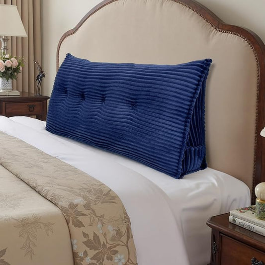 Headboard Wedge Pillow, Large Triangular Reading Pillow for Bed, Backrest Support Bolster for Sitting Up, Long Bed Rest Pillow with Removable Cover