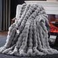 Heated Blanket Queen Size with 1/2/4/6/8 Hours Auto-Off 10 Heat Level, 72'' * 84'' Cozy Faux Rabbit Fur Bubble Electric Blanket with Overheat Protection(Light Grey)