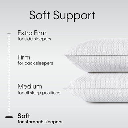 Calvin Klein Geometric Print 20" x 36" King Size Set of 2 Bed Pillows for Sleeping, White