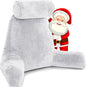 Husband Pillow XXL – Reading Pillow Bed Chair with Arms & Back Support – Light Grey - Back Pillow for Beds Sitting Up – Bed Rest Arm Pillow – Comfy Reading Pillow for Adults