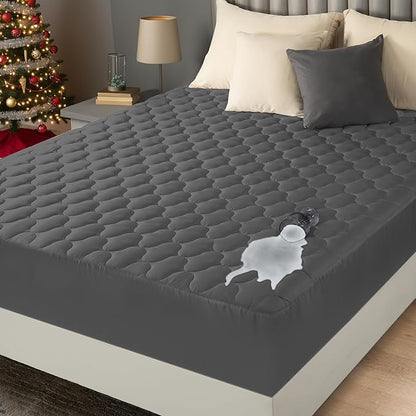 Utopia Bedding Waterproof Mattress Protector, Twin Mattress Pad, Noiseless Quilted Fitted Cover with Deep Pocket Stretches up to 16 Inches (Grey)