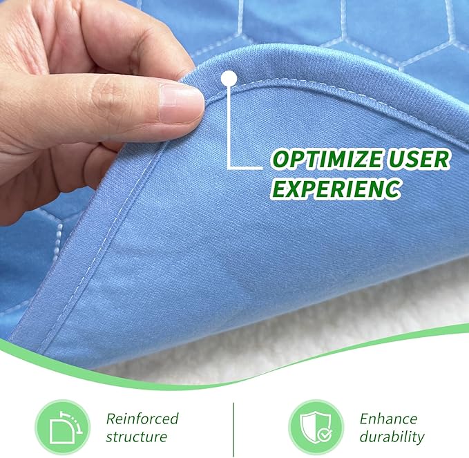Waterproof Washable Underpads Pee Pad (Blue 18" x 24" 2 Pack), Reusable Absorbency Bedwetting Incontinence Bed Pads for Kids Adults Elderly Dog Pet, Puppy Pads for Mattress Couches Sofas Floors