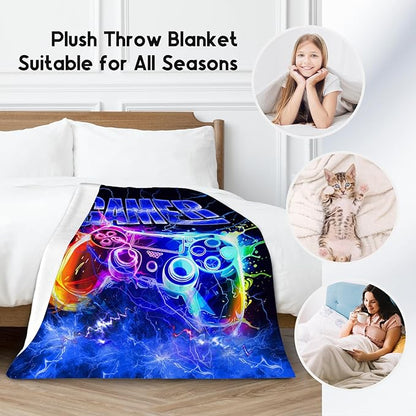 Blanket for Boys Gaming Blankets Gifts for Gamer Lovers, 60"x80" Soft Plush Cozy Throw for Adutls Teen Room