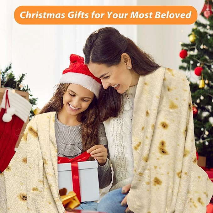 HDFK Tortilla Blanket Adult Size 71 inches for Kids Beige Yellow Double Sided Throw Taco Realistic Food Blankets Lightweight Flannel Fleece White Elephant Funny Gifts for Women Cozy Soft Novelty Teens
