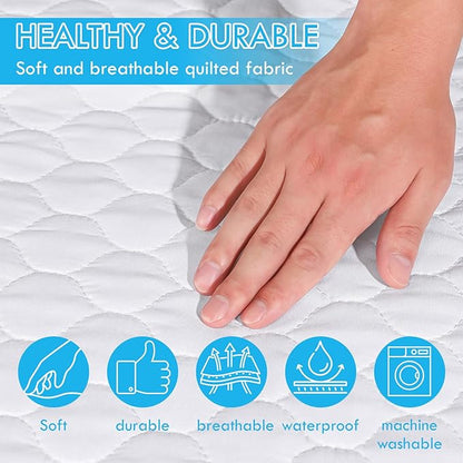 Bed Pads Washable Waterproof(2 Pack), Reusable Tuckable Mattress Protector Underpads, Incontinence Bed Pads for Adults Kids Full Size 34"X54" and 21" Wings