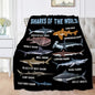 Shark Blanket for Adult Kids Shark Gifts for Shark Lovers Warm Plush Sharks of The World Throw Blanket for Couch Bedding Room Decor Shark Plush Gifts for Boys Birthday Decor 50"x60"-M