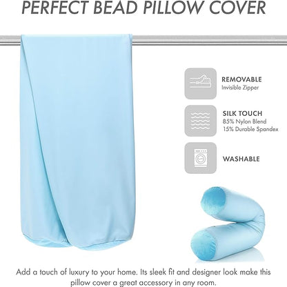 Case Only - Body Pillow Cover Stylish Silky Super Soft - 85% Spandex/ 15% Nylon Blend, Beauty - Breathable Pillowcase - Gentle on Hair Size 48 X 8, Sweet Baby Blue