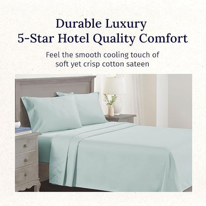 California Design Den - Luxury Full Size Sheet Set - 100% Cotton, 600 Thread Count Deep Pocket Full Size Bed Sheets, Hotel-Quality Cooling Sheets with Sateen Weave - Seafoam