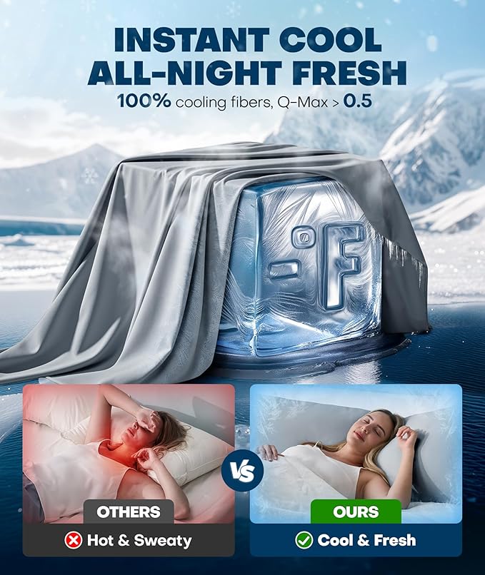 Ice Cooling Body Pillowcase for Hot Sleepers, Stay Cool All Night, Silky Touch Long Body Pillow Cases with Invisible Zipper, Soft Breathable Body Pillow Cover, Gift for Men Women - 20"x54", Light Gray