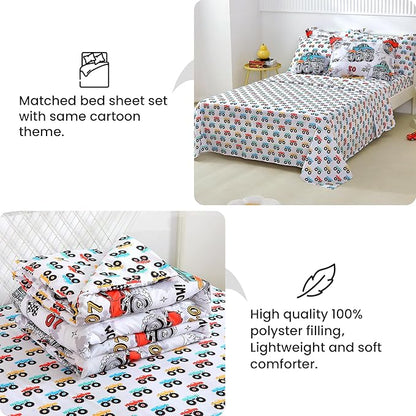 Mooreeke Twin Size Comforter Sets for Boys Kids, 6 Pieces Bed in a Bag Monster Truck Bedding Comforter Sheet Set with Shams and Decorative Toy Pillow, Ultral Soft Microfiber Kids Bed Set