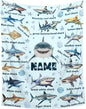 Personalized Baby Blanket with Name for Girls Boys - Custom Shark Ocean Theme Swaddle for Toddlers, Infants, Newborns - Nursery, Stroller, Crib Decor - Shower, Birthday Gift
