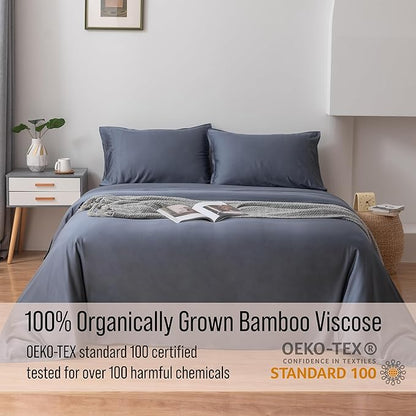 Bella Coterie | Luxury Bamboo Viscose Queen Size Pillowcase Set | 100% Organically Grown | Ultra Soft | Cooling | 2 Pcs [Slate Blue]
