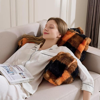 Reading Pillows for Boyfriend Adult,Velvet Back Pillow Bed Wedge Large, Back Rest Support Cushion for Sitting Up in Bed/Couch for Bedrest 18inch-Orange-Black Grid Print