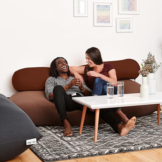 Yogibo Roll Long Full Body Pillow for Women and Men, Adults, for Back, Lumbar, Body Support, Side Sleeper, Maternity, Nursing, Pregnancy for Sleeping, Micro-Bead Filling, Brown