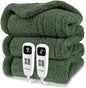 Heated Blanket Electric Blanket Queen - Fast Heating Blanket Throw Dual Control Double Sided Sherpa with 10 Heating Levels & 2-10 Hours Auto Off, Mashine Washable, 84 x 90 Inches, Green