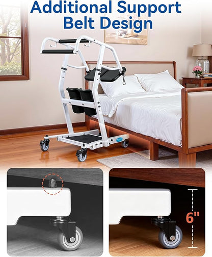 MCombo Stand Assist Patient Lift with Transfer Belt, Patient Transport Unit for Home Care and Elderly Use, 400lbs Capacity, STA446 (Black)