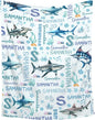 Personalized Custom Baby Blanket for Girls & Boys - Shark Ocean Theme with Name - Swaddle Blanket for Toddlers, Infants & Newborns - Nursery Stroller Crib Decor Throw - Birthday Gift