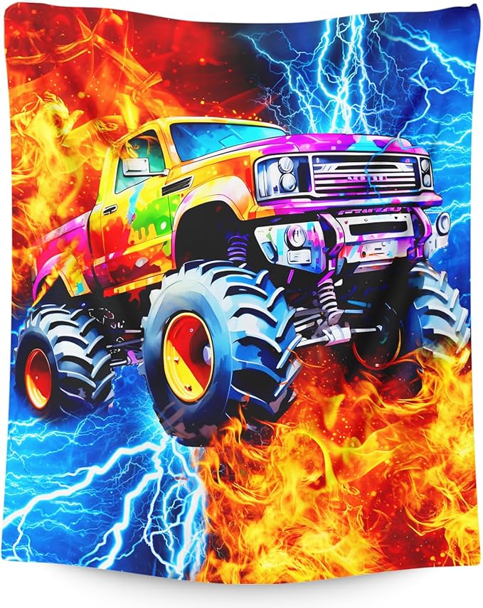 Trucks Blanket Car Throw Blankets Gift for Kids Teens Truck Lovers, 30x40 Inches Soft Cozy Lightweight Throw for Sofa Chair Bed Office Home Decor