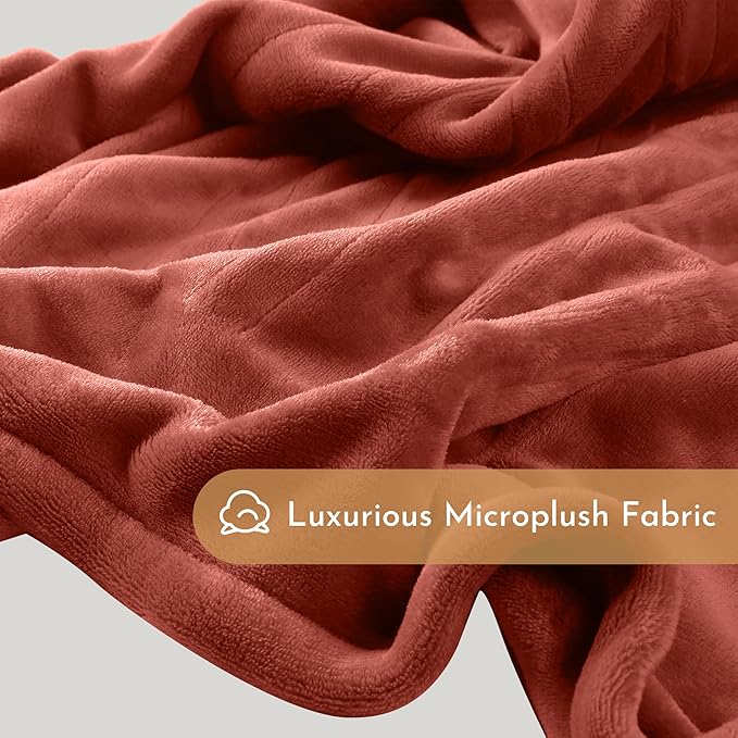 Electric Heated Blanket 84"x90" Queen Size Flannel Heated Blanket, Cozy & Warm for All Night, 5 Heat Settings & 10 Hours Auto Off, Machine Washable-Brick Red
