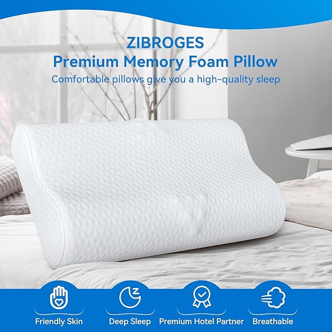 Cervical Neck Pillow for Pain Relief- Queen Size Pillow for Sleeping, Adjustable Memory Foam Pillows for Neck Shoulder, Ergonomic Cooling Contour Bed Pillow for Side, Stomach & Back Sleepers