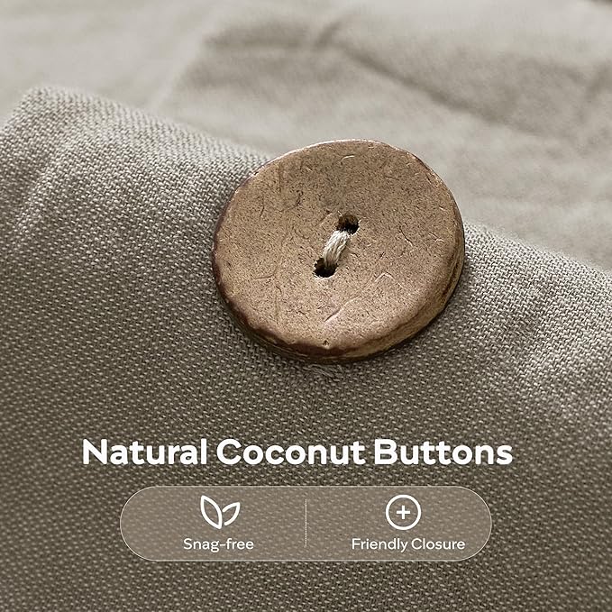 JELLYMONI Cotton Duvet Cover Twin Size - Taupe Comforter Cover with Button 100% Washed Cotton 2PCS Breathable Soft Solid Bedding Set Duvet Cover 68×90in & 1 Pillowcases (NO Comforter)