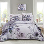 Drucon Purple Floral Quilt Set Queen Size 3 Pieces Purple Botanical Flower Quilt Coverlet Set Soft Microfiber Lightweight Quilted Bedspread for All Season 90"x96"