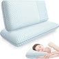 Memory Foam Pillows for Side, Back and Stomach Sleepers, Set of 2, Bed Pillow with Washable Cover and Breathable Mesh, Bed Pillow for Sleeping (Blue，King Size)