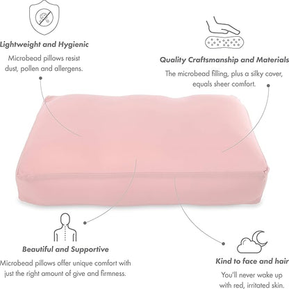 PILLOWY Cover Only for Premium Microbead Bed Pillow, Large Extra Smooth - Ultra Comfortable Sleep with Silk Like Anti Aging Cover 85% Spandex/ 15% Nylon Breathable, Cooling Cream Peach