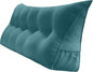 Triangular Reading Bed Rest Pillow Large Bolster Cushion Headboard Backrest Wedge Pillow with Removable Cover and Two Large Side Pockets (Teal Blue, King: 78 x 8 x 20 inches)