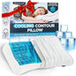 Technogel Contour Pillow with Cooling Gel – Ergonomic Neck, Shoulder and Cervical Support – Memory Foam with Temperature Regulation – for Back, Side Sleeper - Dual Heights Design, (4" & 4.5")