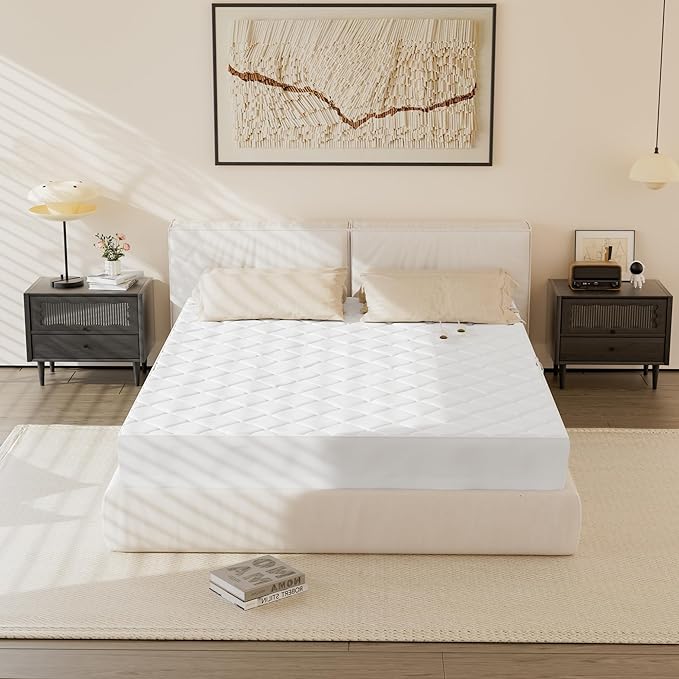 Electric Heated Mattress Pad California King Size, Dual Controller Heating Mattress Pad Luxury Bed Warmer 10 Heat Settings | Auto Off 2-4-8 Hours | Fit Up to 18" Deep Pocket | Machine Washable
